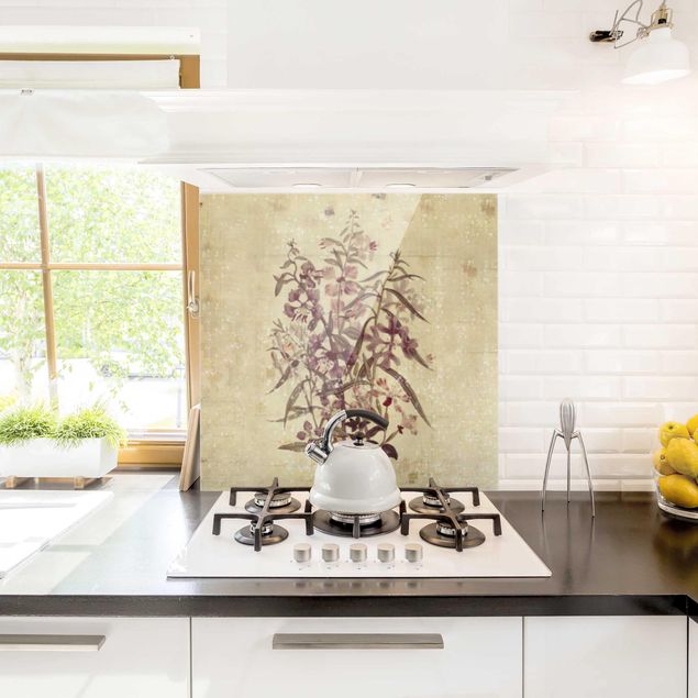 Panel szklany do kuchni Vintage floral Linen Look