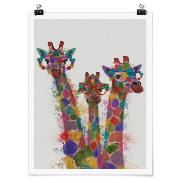 Obrazy żyrafa Rainbow Splash Żyrafa Trio