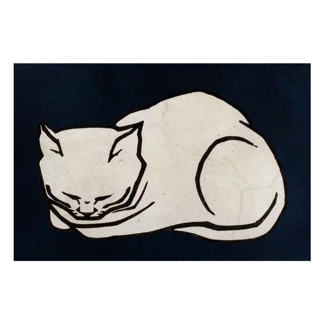 Obrazy do salonu Ilustracja przedstawiająca śpiącego kota