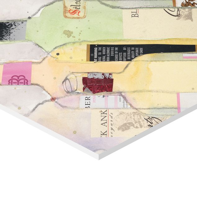 Obraz heksagonalny z Forex 2-częściowy - Butelki do wina w akwareli Zestaw I
