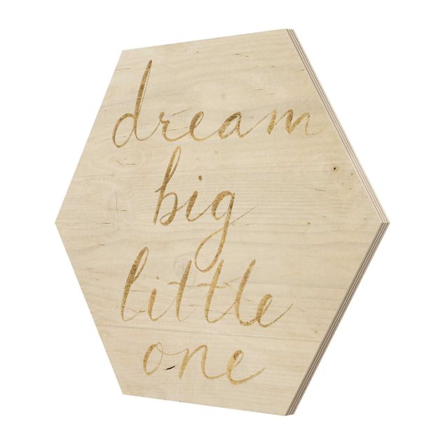 Obraz heksagonalny z drewna - Ściana drewniana biała - Dream big