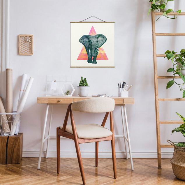 Nowoczesne obrazy Ilustracja przedstawiająca słonia na tle trójkątnego obrazu