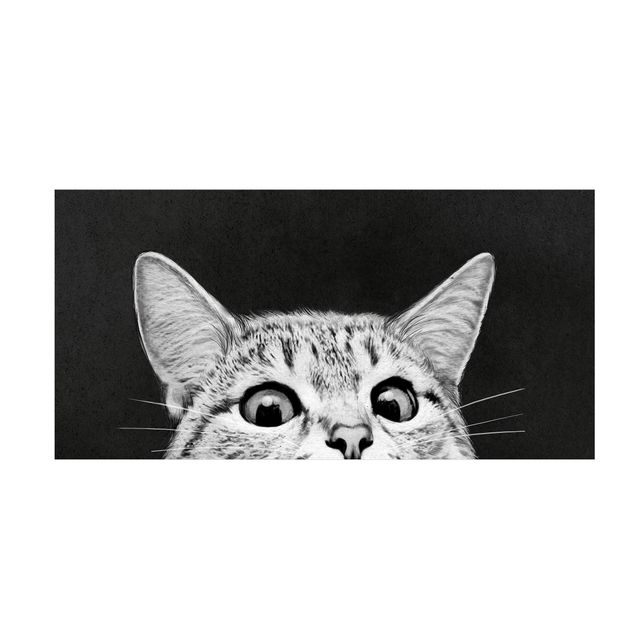 chodnik dywanowy Ilustracja kot czarno-biały rysunek