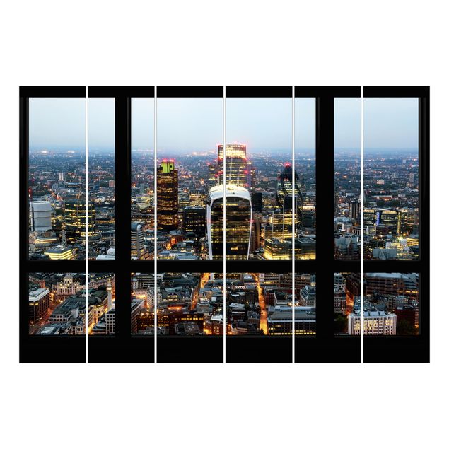 Zasłony panele Widok z okna na podświetloną panoramę Londynu