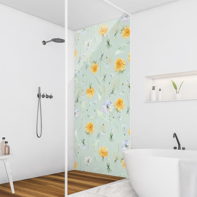 Tylna ścianka prysznicowa - Watercolour Dandelion