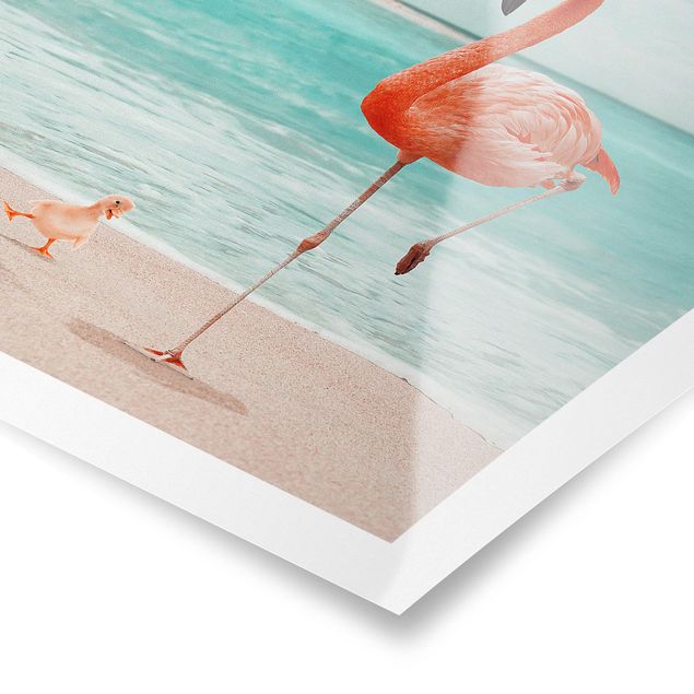 Obrazy ze zwierzętami Plaża z flamingiem
