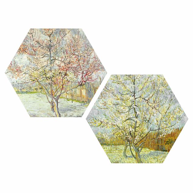 Impresjonizm obrazy Vincent van Gogh - Kwitnące drzewa brzoskwiniowe w ogrodzie