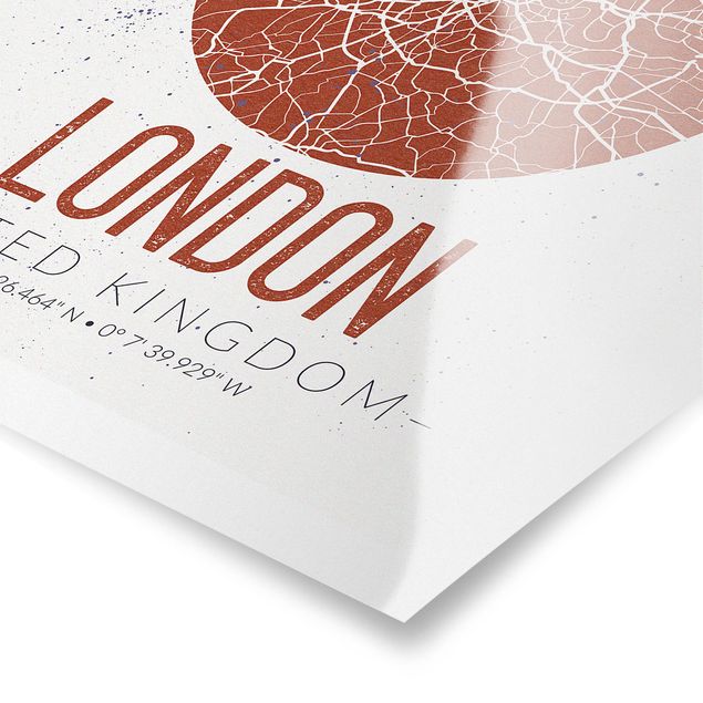 Obrazki czarno białe Mapa miasta Londyn - Retro