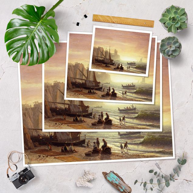 Obrazy plaża Albert Bierstadt - Flota rybacka