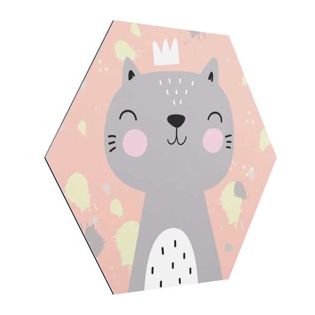 Obraz heksagonalny z Alu-Dibond - Freaky Cat