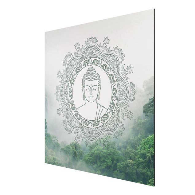 Nowoczesne obrazy do salonu Budda Mandala we mgle