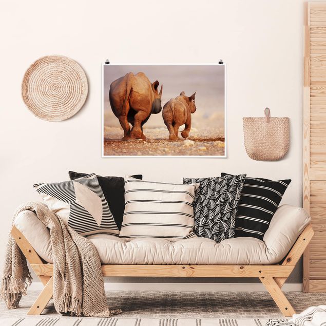 Obrazy nowoczesne Wędrujące nosorożce