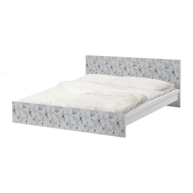 Okleina meblowa IKEA - Malm łóżko 180x200cm - Motylki monochromatyczne