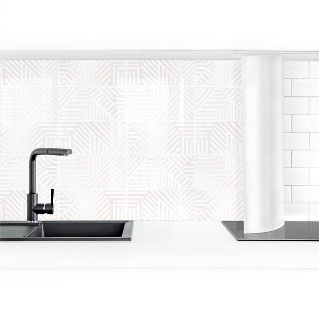 Panel ścienny do kuchni - Stempel z wzorem linii w kolorze białym II