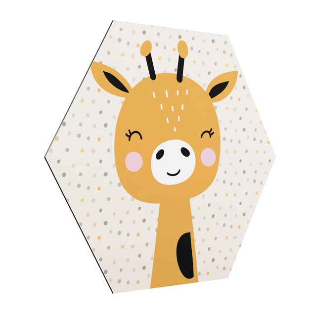 Obraz heksagonalny z Alu-Dibond - Baby Żyrafa