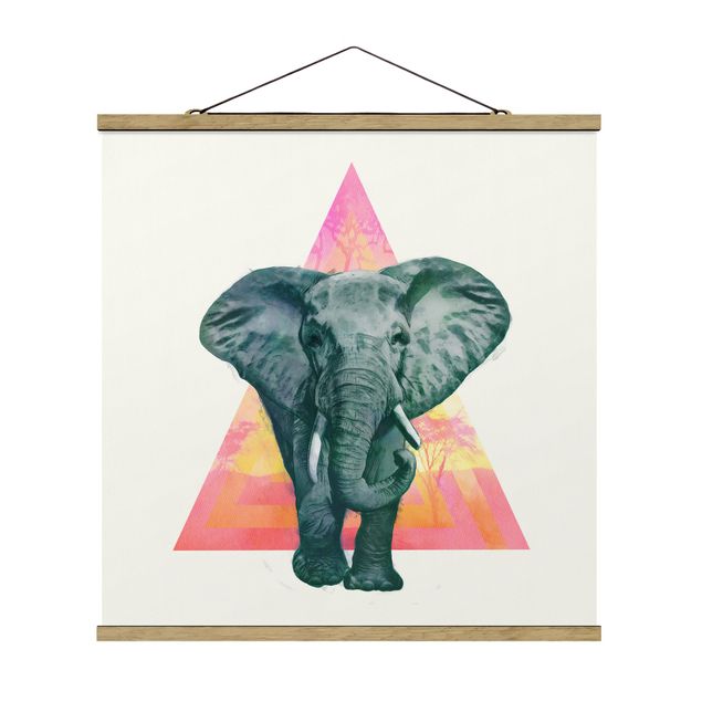 Zwierzęta obrazy Ilustracja przedstawiająca słonia na tle trójkątnego obrazu