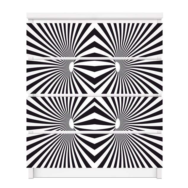 Folia samoprzylepna Psychedeliczny czarno-biały wzór