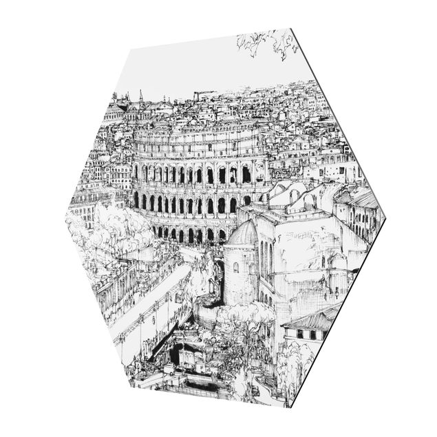 Obraz heksagonalny z Alu-Dibond - Studium miasta - Rzym