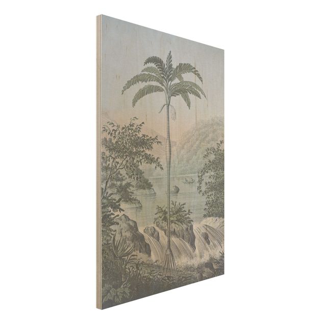 Dekoracja do kuchni Ilustracja w stylu vintage - Pejzaż z drzewem palmowym