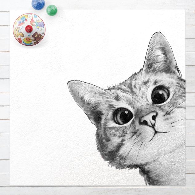 dywan ogrodowy Ilustracja kota Rysunek czarno-biały