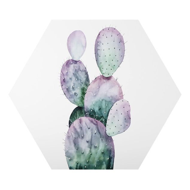 Obraz heksagonalny z Alu-Dibond - Kaktus w purpurze II