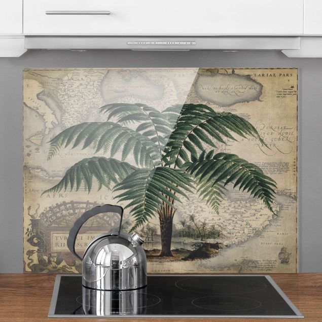 Dekoracja do kuchni Kolaż w stylu vintage - drzewo palmowe i mapa świata