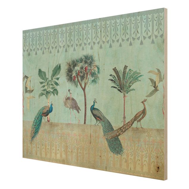 Obrazy Kolaże w stylu vintage - Tropikalne ptaki i drzewa palmowe