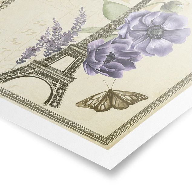 Obrazy z napisami Kolaż Paryż Wieża Eiffla