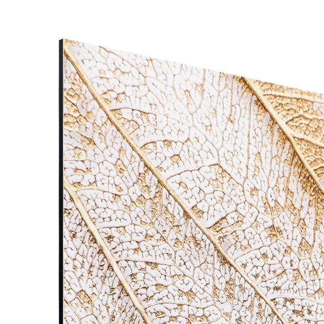 Obrazy na ścianę Filigranowa struktura liści w złocie