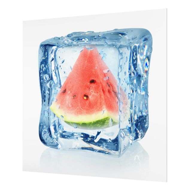 Panel szklany do kuchni - Melon w kostce lodu