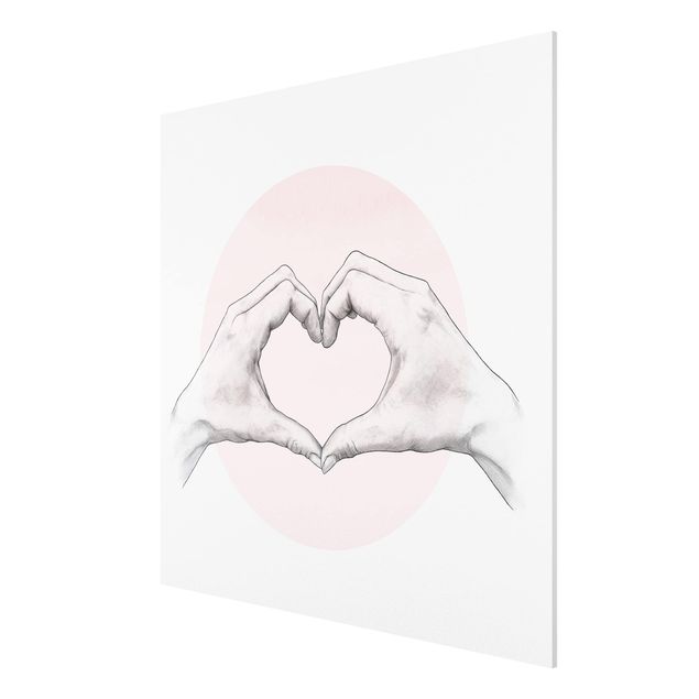 Nowoczesne obrazy Ilustracja Serce Dłonie Koło Różowy Biały