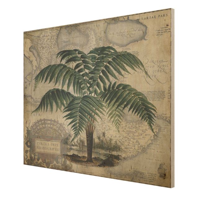 Obrazy na ścianę Kolaż w stylu vintage - drzewo palmowe i mapa świata