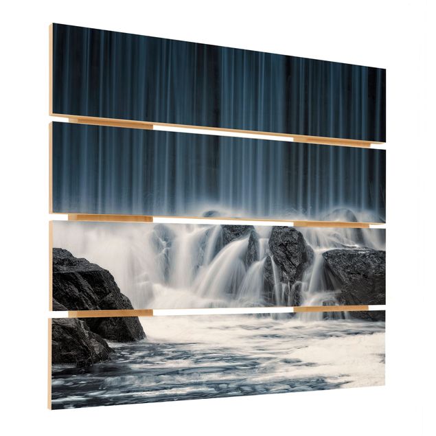 Obraz z drewna - Wodospad w Finlandii