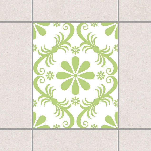 Dekoracja do kuchni Kwiatowy wzór biały wiosenny zielony