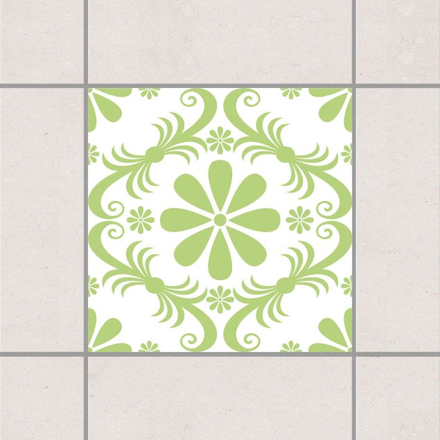 Dekoracja do kuchni Kwiatowy wzór biały wiosenny zielony zielony