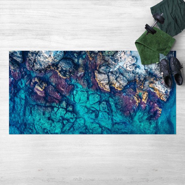 dywan zewnętrzny Widok z góry na kolorowe skaliste wybrzeże