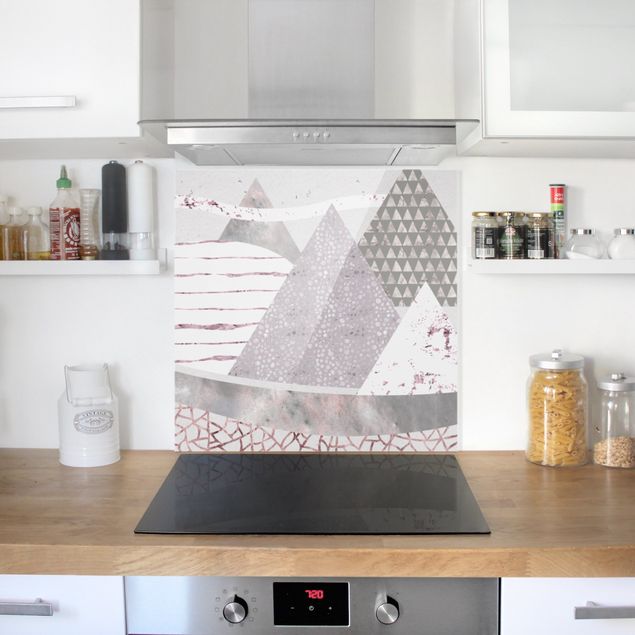 Panele szklane do kuchni Pastelowe wzory abstrakcyjnego krajobrazu górskiego