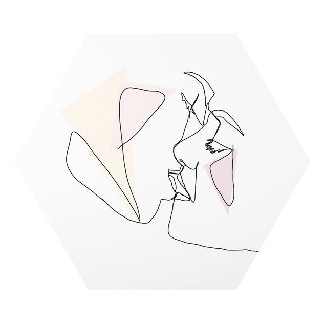 Obraz różowy Sztuka liniowa Kiss Faces