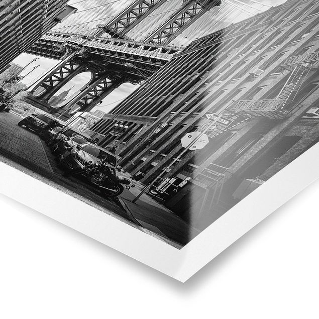Czarno białe plakaty Most Manhattan w Ameryce