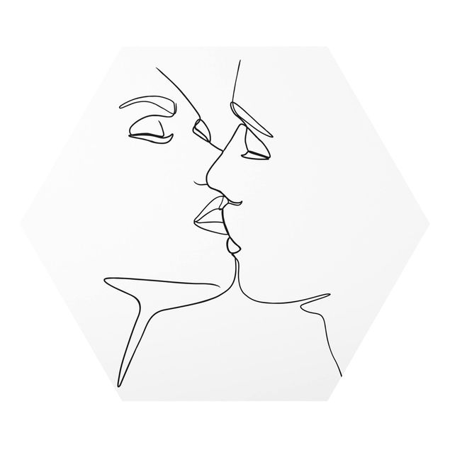 Czarno białe obrazy Line Art Pocałunek twarzy czarno-biały