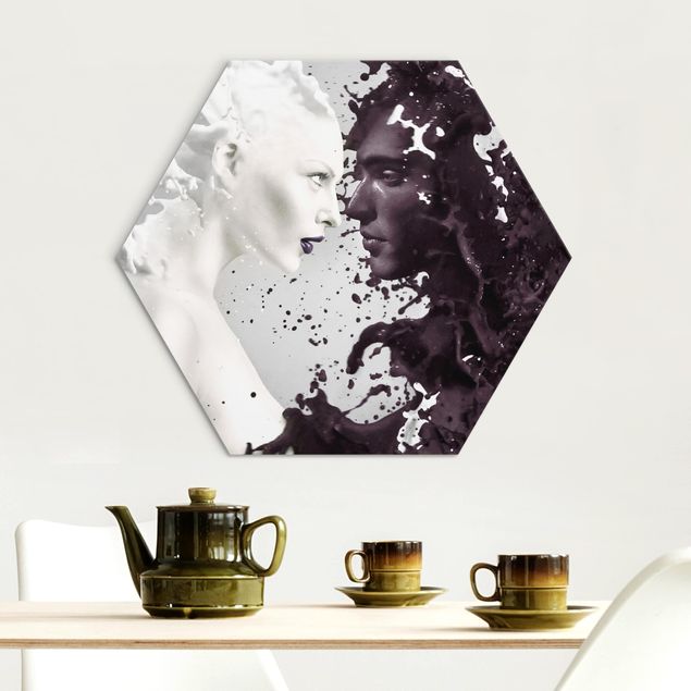 Obraz heksagonalny z Alu-Dibond - Mleko i kawa