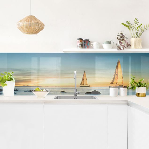 Panele szklane do kuchni Żaglowce na oceanie