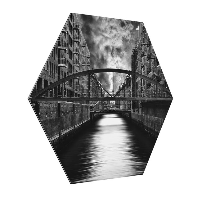 Obraz heksagonalny z Alu-Dibond - Druga strona Hamburga