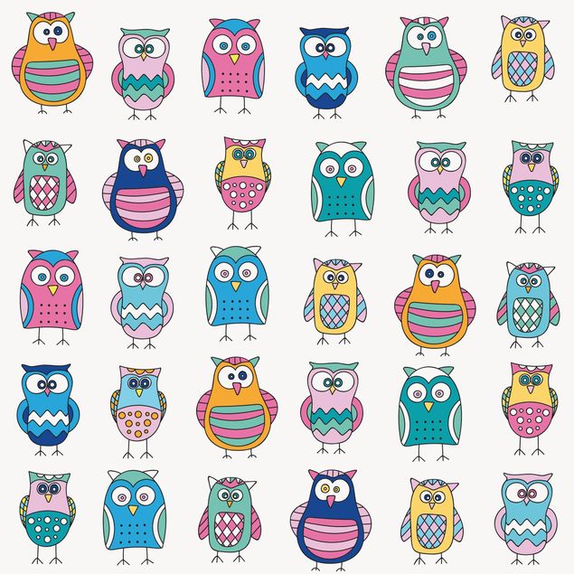 Folia samoprzylepna - Owls w różnych pastelowych odcieniach