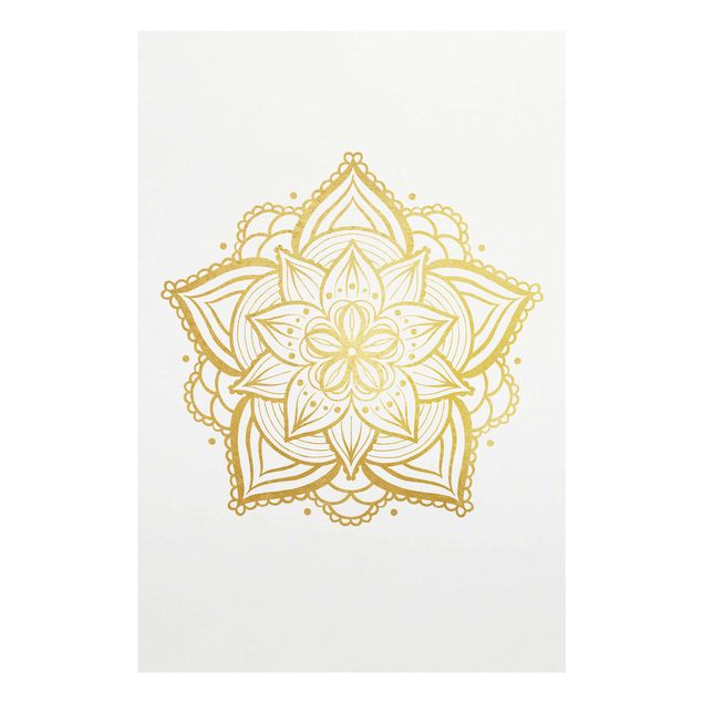 Obrazy duchowość Mandala Flower Illustration białe złoto