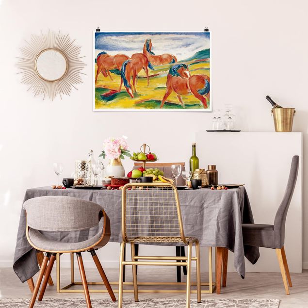 Obrazy do salonu nowoczesne Franz Marc - Konie na pastwisku