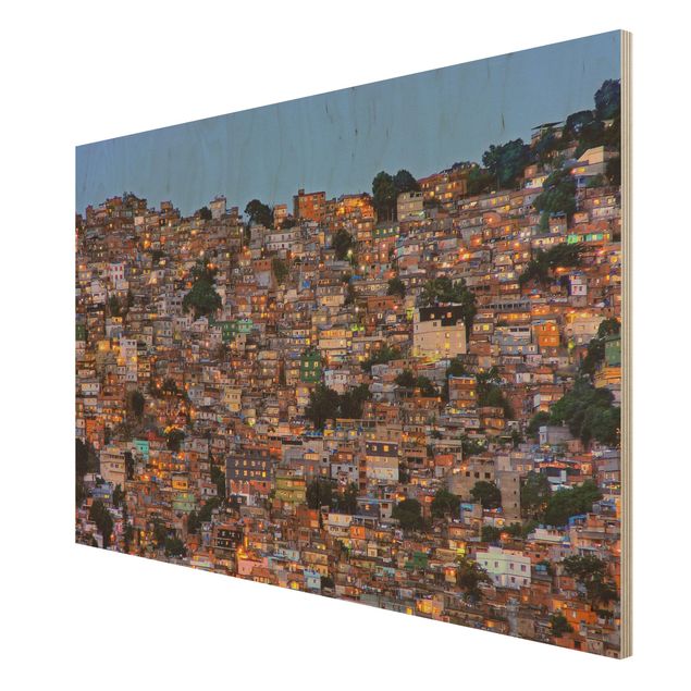 Obrazy na drewnie Rio de Janeiro Zachód słońca w faweli