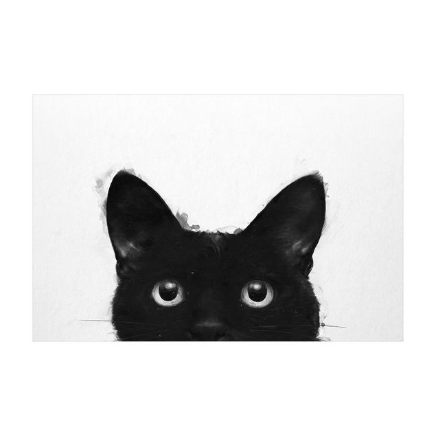dywan czarny Ilustracja czarnego kota na białym obrazie