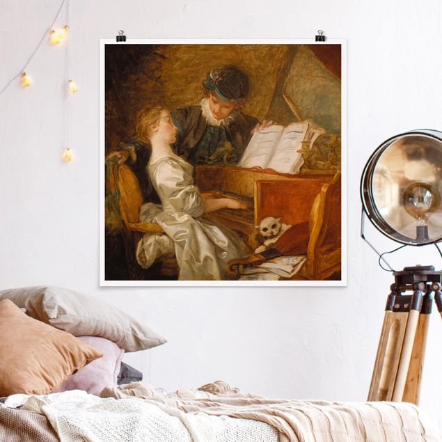 Nowoczesne obrazy do salonu Jean Honoré Fragonard - Lekcja gry na fortepianie