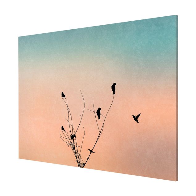 Obrazy nowoczesne Ptaki na tle różowego słońca II